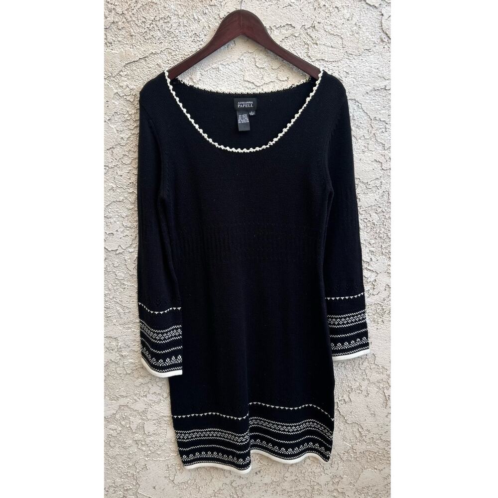Adrianna Papell Black Knit Sweater Dress Size Large